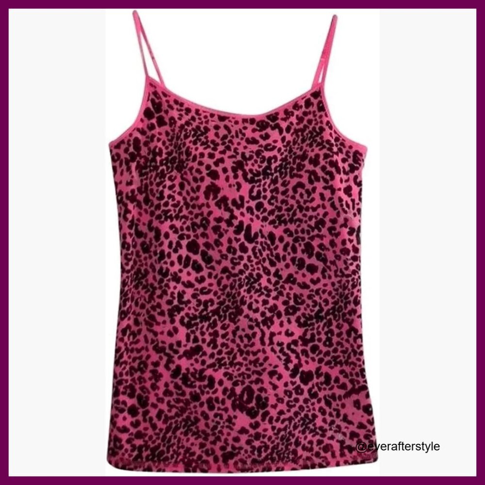 Polyester Leopard Print Spaghetti Strap Tank Top … - image 1